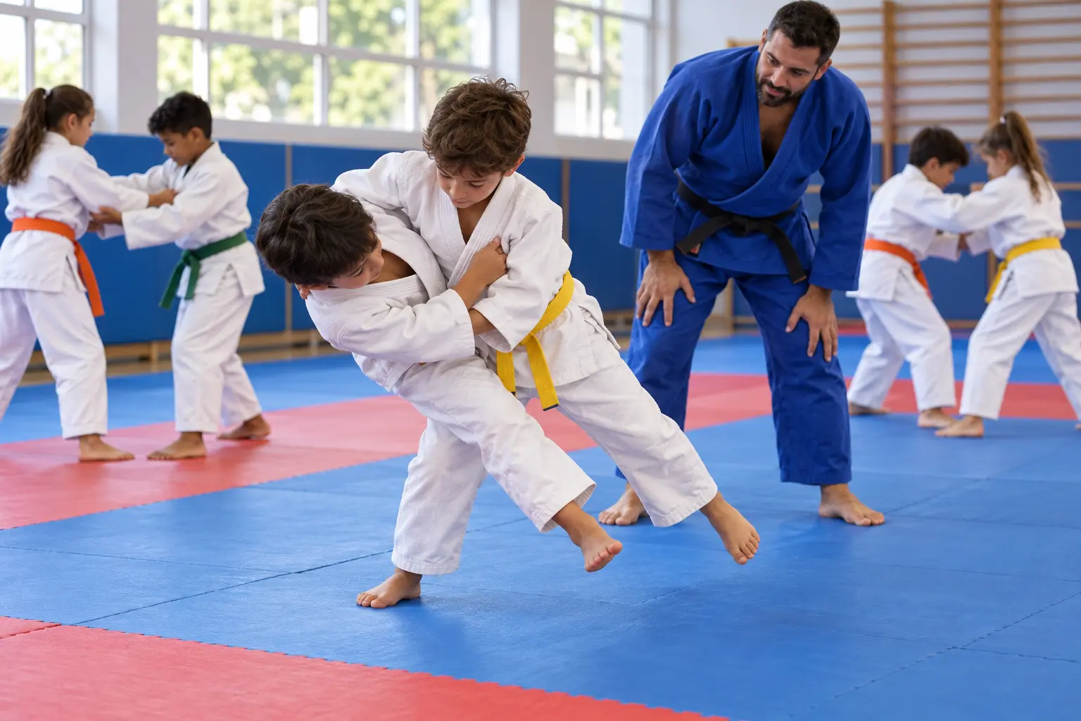 Aula de judô no tatame